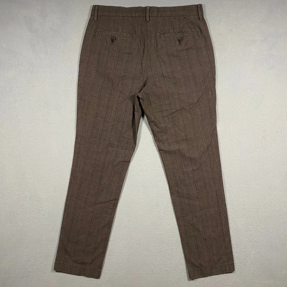 Banana Republic Aiden Fit Pants Mens 31x30 Brown Plaid Cotton Chino 359280-00